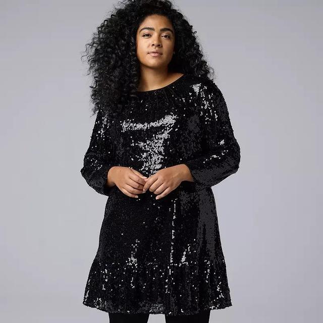 Plus Size Simply Vera Vera Wang Short Sequin Dress, Womens Product Image