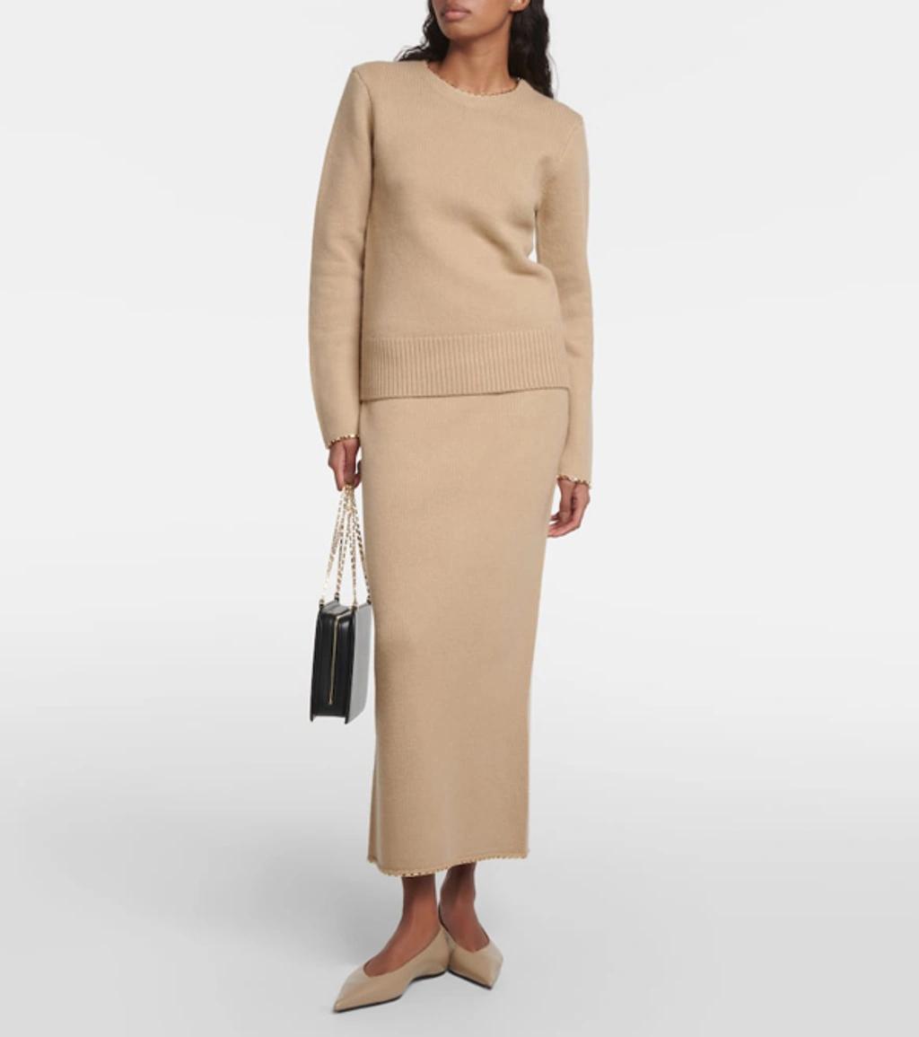 Wool And Cashmere-blend Midi Skirt In 091 Biscuit Product Image