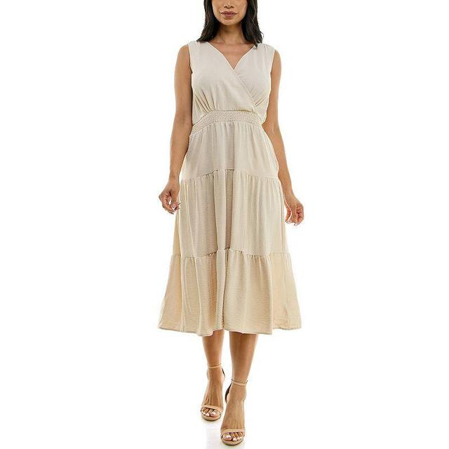 Womens Nina Leonard Tiered Smocked Midi Dress Product Image