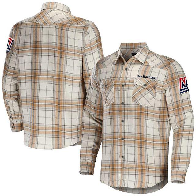 Mens NFL x Darius Rucker Collection by Fanatics Tan New York Giants Flannel Long Sleeve Button-Up Shirt Product Image