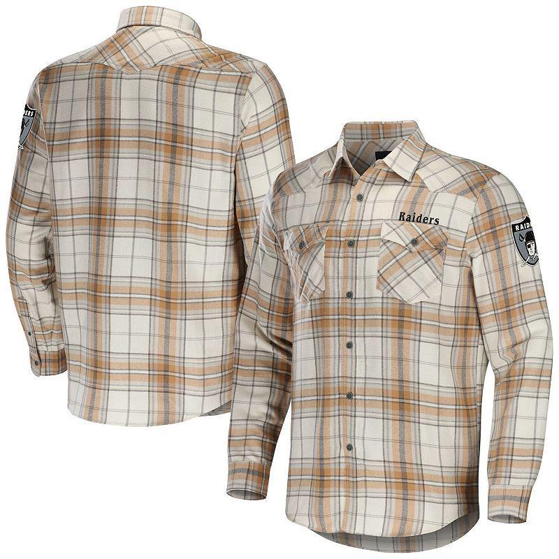 Mens NFL x Darius Rucker Collection by Fanatics Tan Las Vegas Raiders Flannel Long Sleeve Button-Up Shirt Product Image