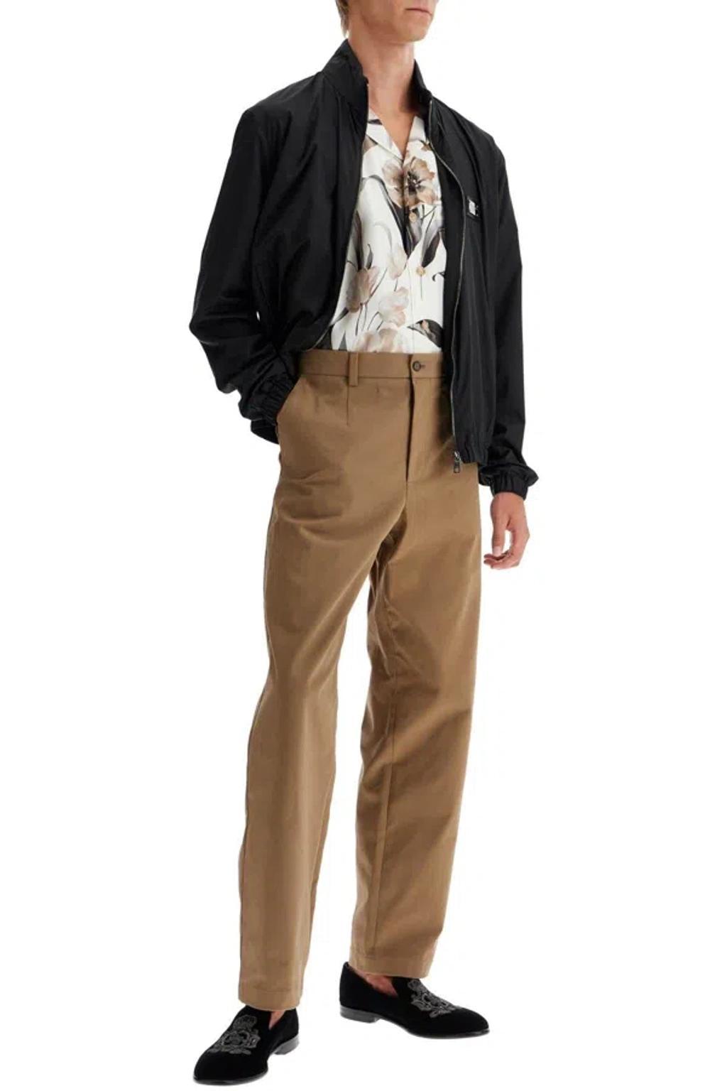 Straight Cotton Stretch Pants In 8 In Brown Product Image