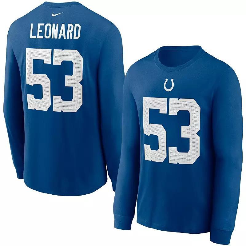 Mens Nike Shaquille Leonard Royal Indianapolis Colts Player Name & Number Long Sleeve T-Shirt Product Image