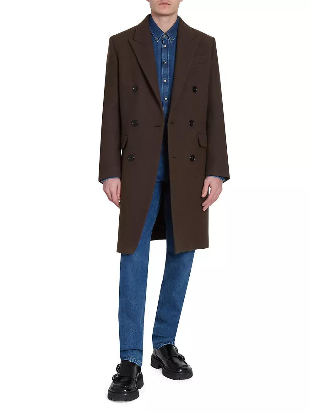 Mens Double-Breasted Wool Coat Product Image