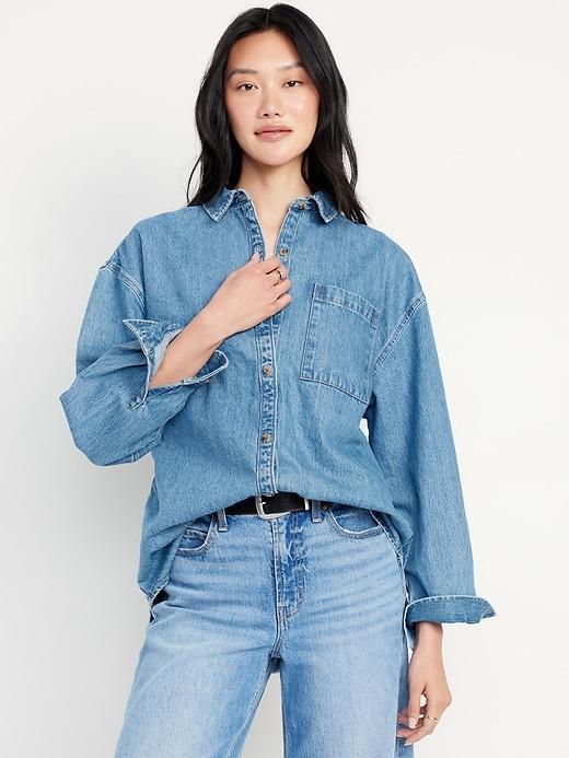 Boyfriend Button-Down Jean Tunic Product Image