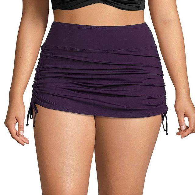 Plus Size Lands End Tummy Control UPF 50 Ruched-Side Swim Skirt, Womens Deep Blue Product Image