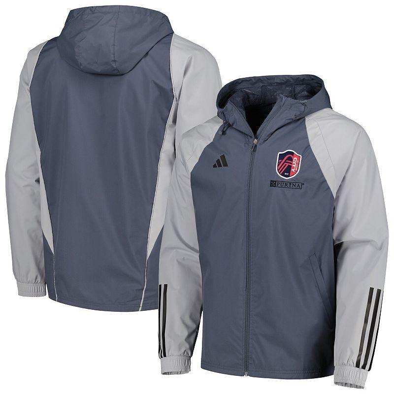 Mens adidas Charcoal St. Louis City Sc All-Weather Raglan Hoodie Full-Zip Jacket Product Image