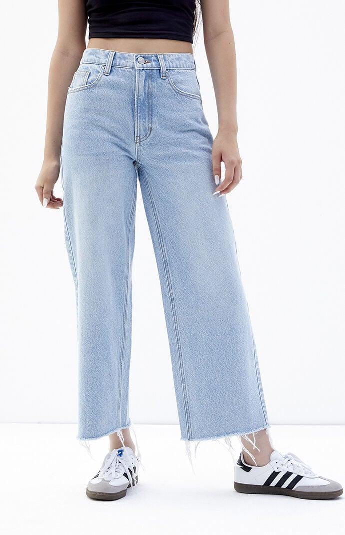 Women's Light Indigo Cropped Wide Leg Jeans Product Image