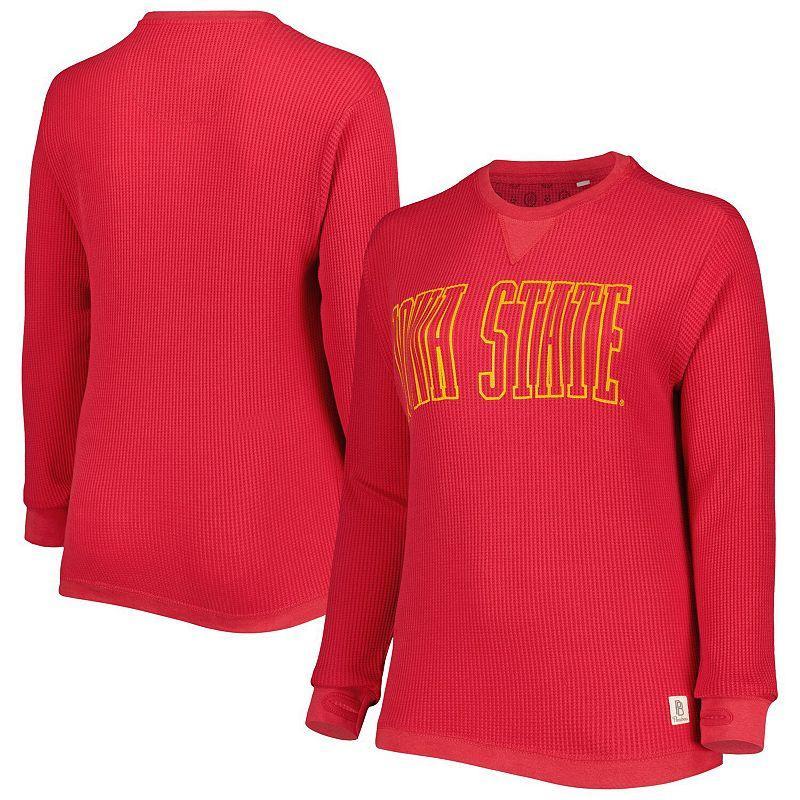 Womens Pressbox Cardinal Iowa State Cyclones Surf Plus Size Southlawn Waffle-Knit Thermal Tri-Blend Long Sleeve T-Shirt Red Product Image