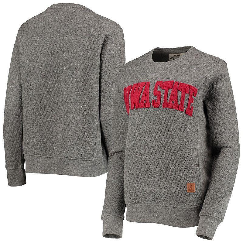 Womens Pressbox Heather Charcoal Iowa State Cyclones Moose Quilted Pullover Sweatshirt Product Image