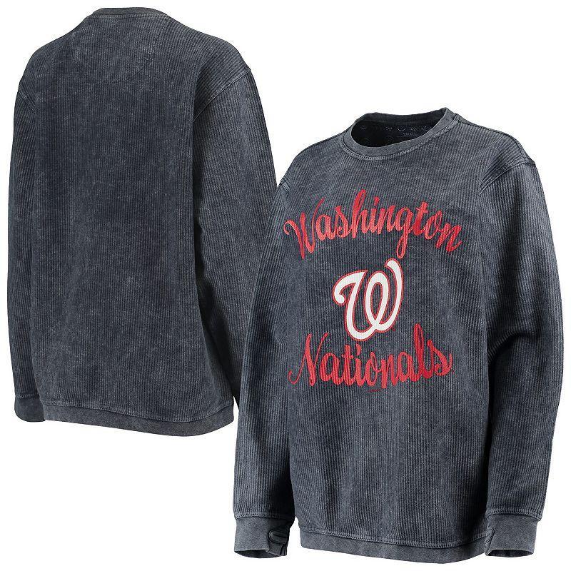 Womens G-III 4Her by Carl Banks Navy Washington Nationals Script Comfy Cord Pullover Sweatshirt Product Image