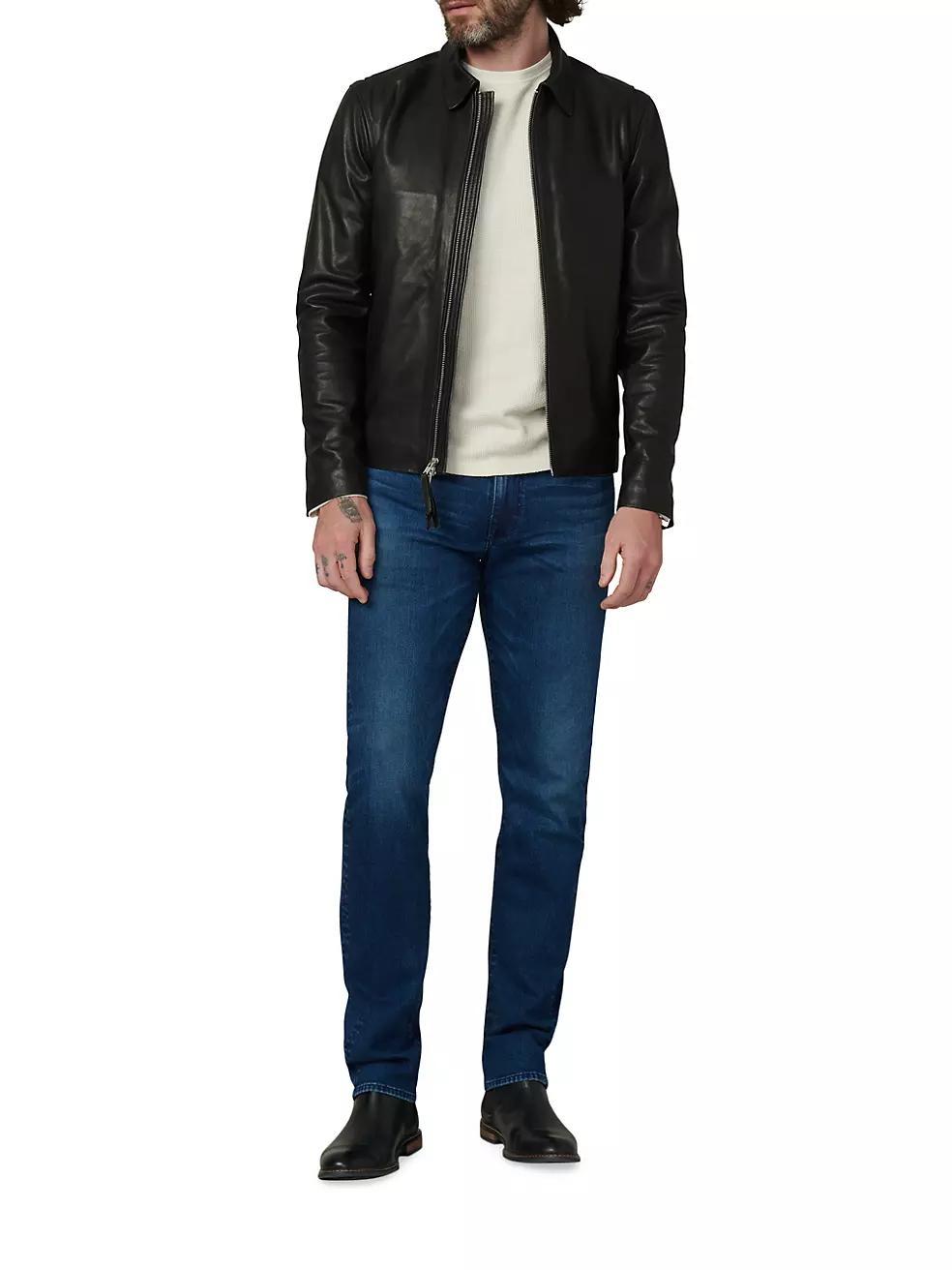 Mens Refined Leather Moto Jacket Product Image