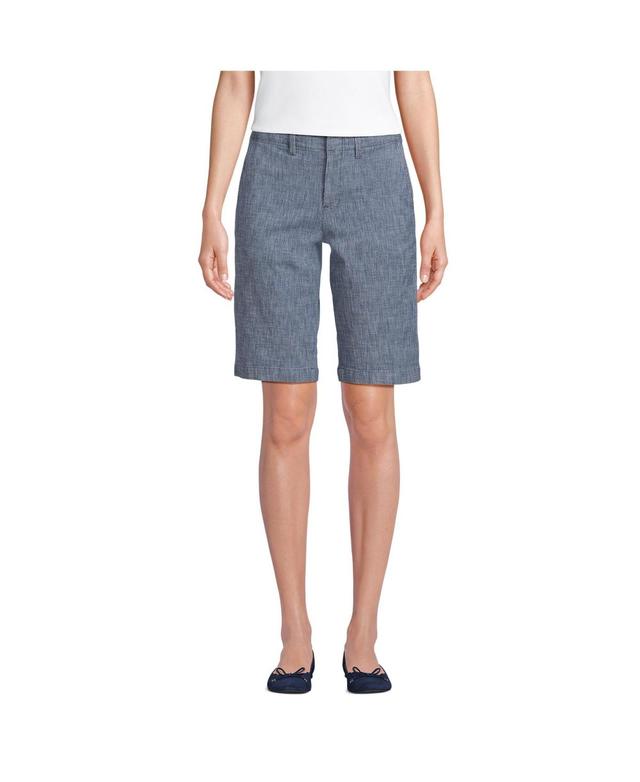 Womens Lands End Elastic Back Classic 12 Chambray Shorts Product Image