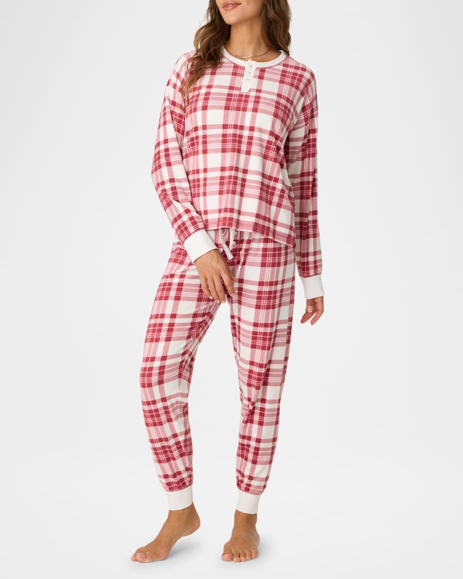 Full Of Holiday Spirit Plaid Velour Pajama Set Product Image