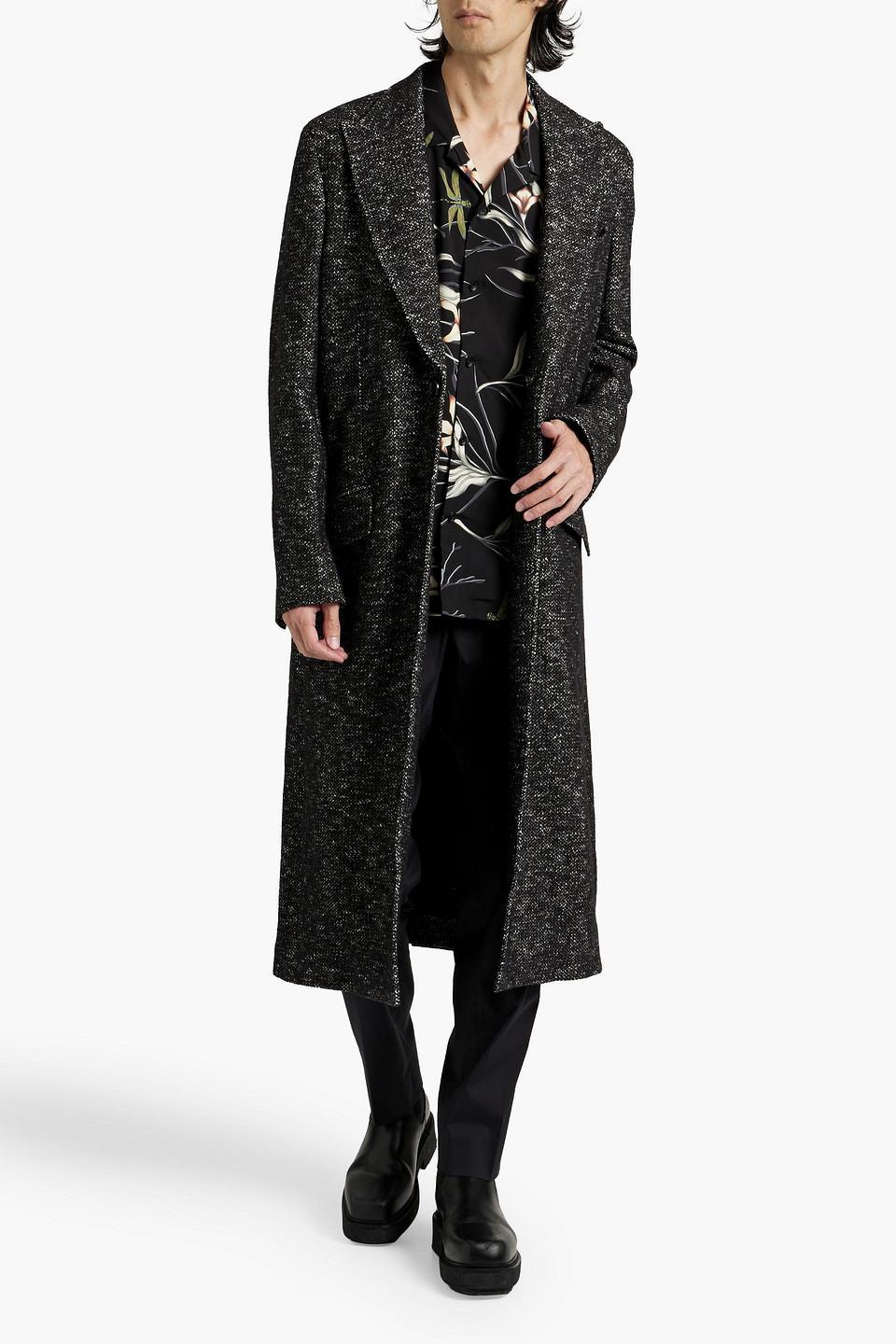 Wool, Cotton And Cashmere-blend Tweed Coat In Black Product Image