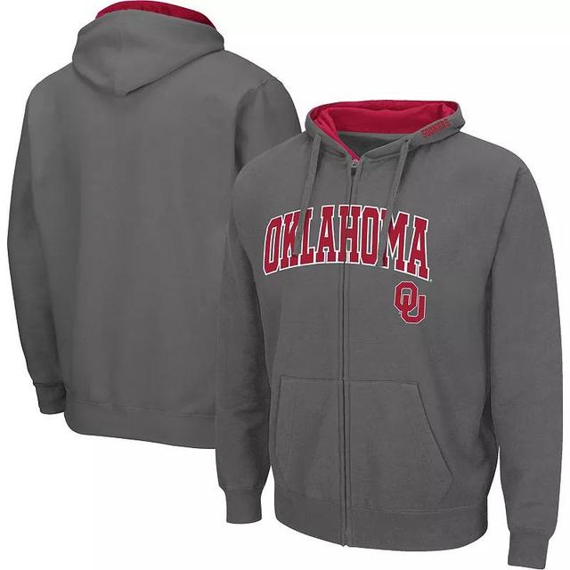 Mens Colosseum Charcoal Oklahoma Sooners Arch & Team Logo 3.0 Full-Zip Hoodie Product Image