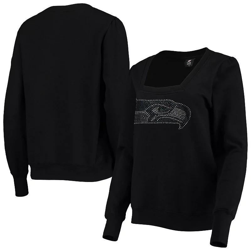 Womens Cuce Black Seattle Seahawks Winners Square Neck Pullover Sweatshirt Product Image