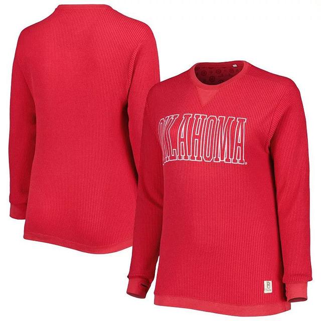 Womens Pressbox Crimson Oklahoma Sooners Surf Plus Size Southlawn Waffle-Knit Thermal Tri-Blend Long Sleeve T-Shirt Product Image