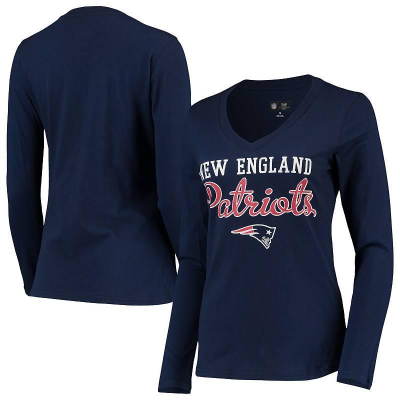 Womens G-III 4Her by Carl Banks New England Patriots Post Season Long Sleeve V-Neck T-Shirt Blue Product Image