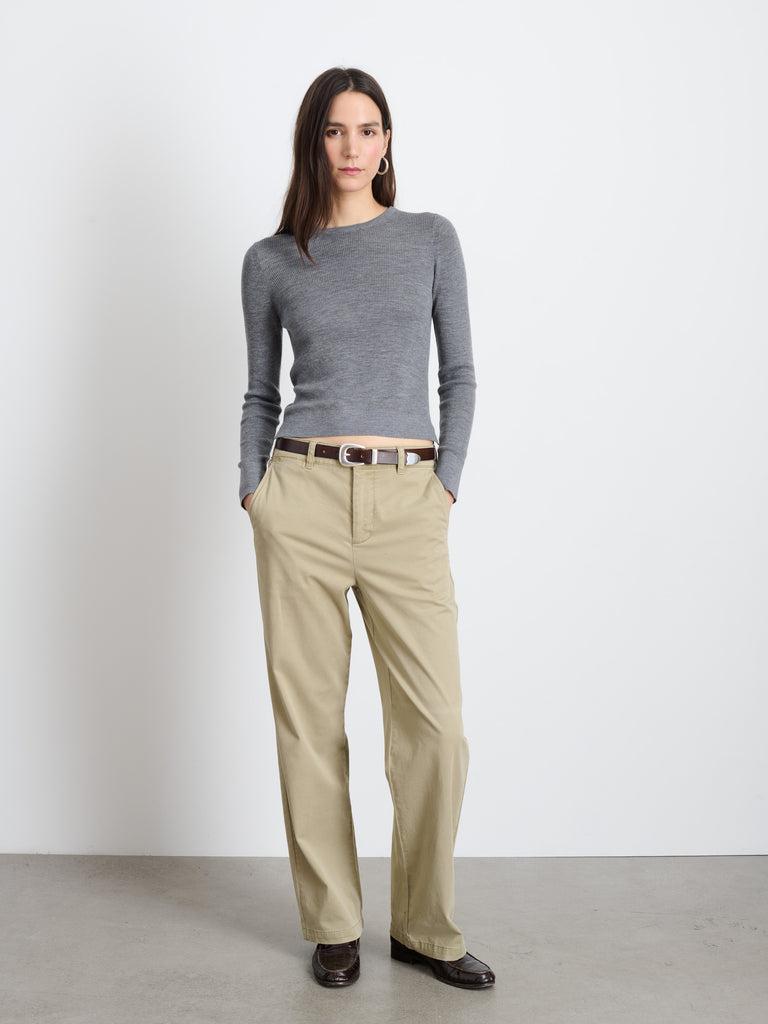 Ava Long-Sleeve Sweater tee In Extra Fine Merino Product Image