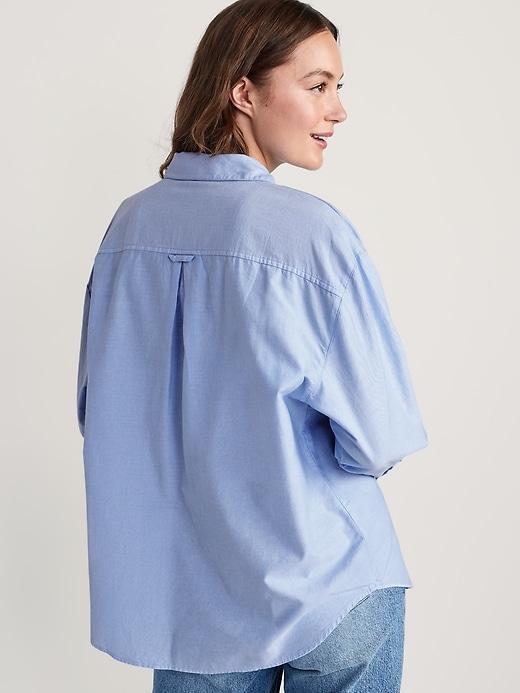 Oversized Button-Down Boyfriend Shirt Product Image