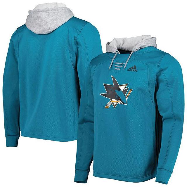 Mens adidas Teal San Jose Sharks Skate Lace Primeblue Team Pullover Hoodie Product Image