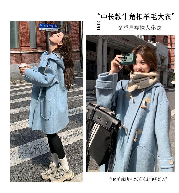 Plain Hooded Toggle Coat Product Image