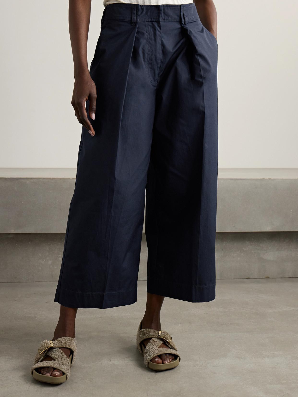 Emery Wide-leg Cropped Cotton Pant In Midnight Product Image