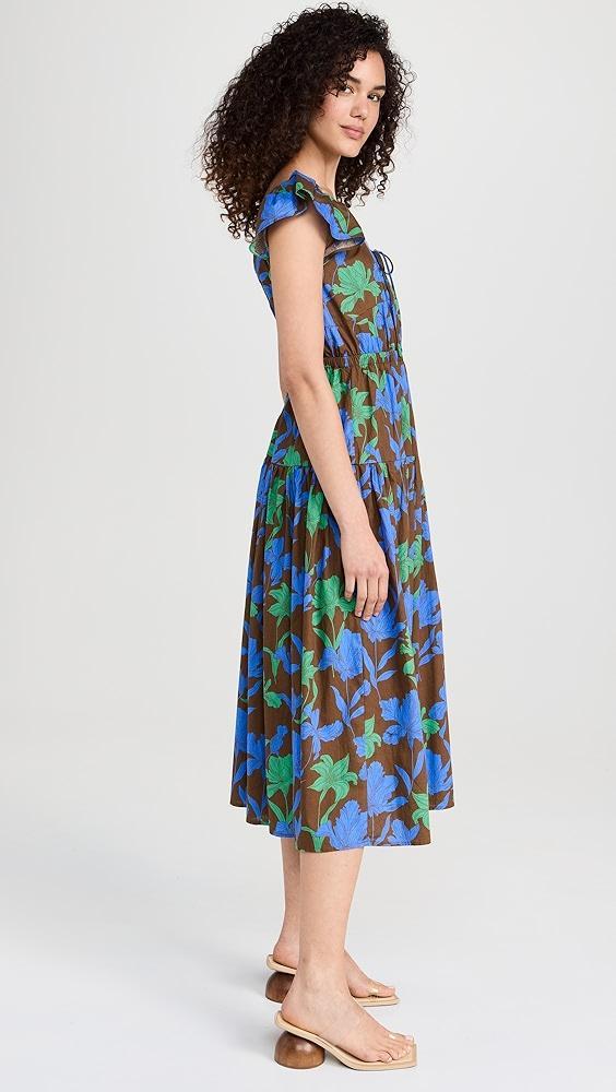 Moon River Button Front Ruffle Midi Dress | Shopbop Product Image