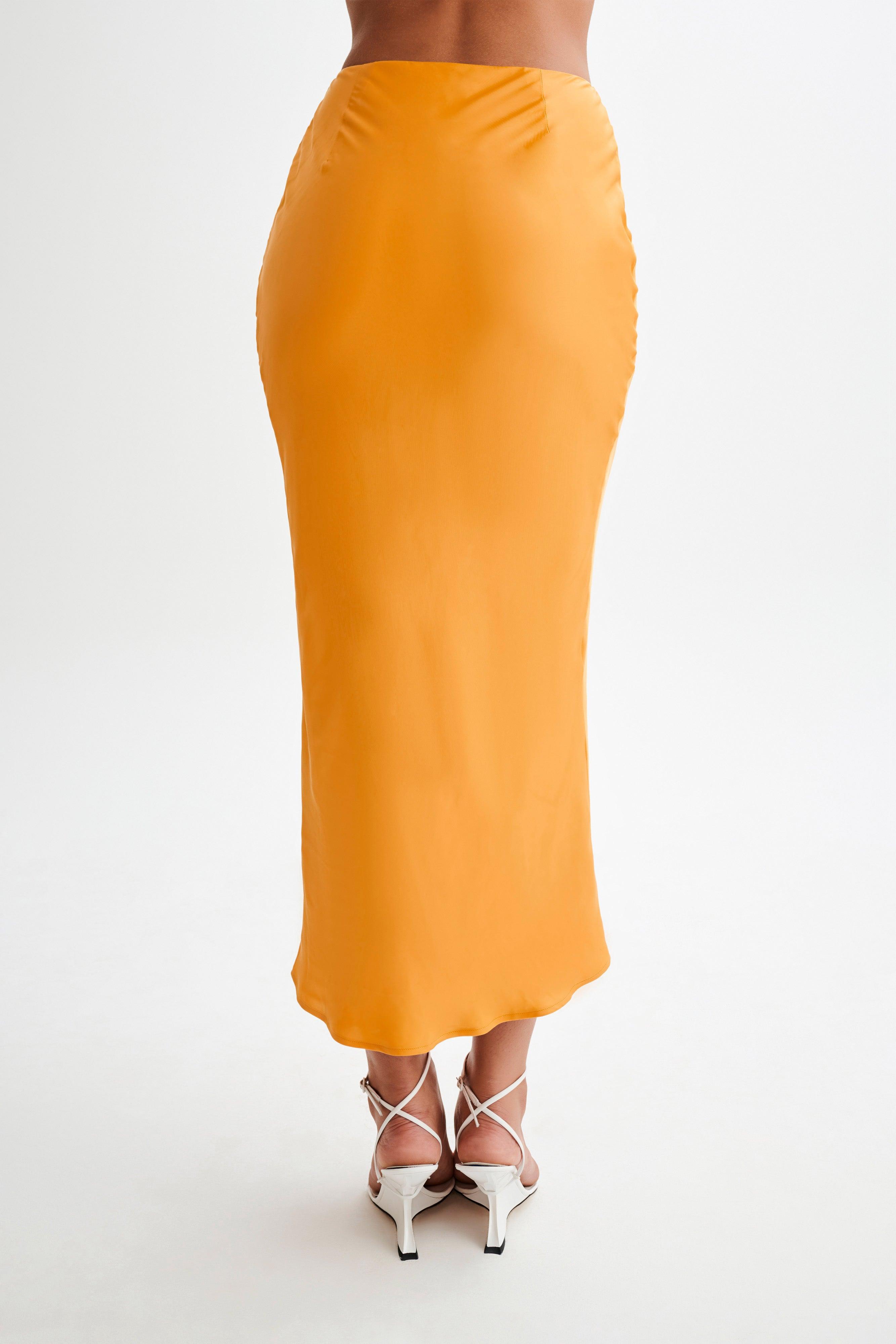 Viviana Satin Maxi Skirt - Tangerine Product Image