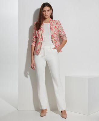 Tommy Hilfiger Womens Toile Single Button Blazer Smocked Cap Sleeve Top Sutton Bootcut Pants Product Image