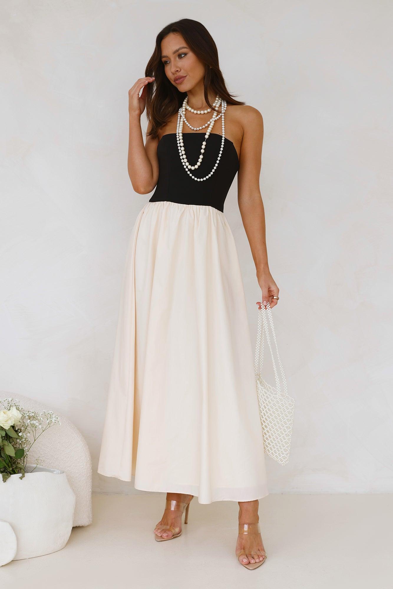 Lights Low Strapless Maxi Dress Cream Product Image