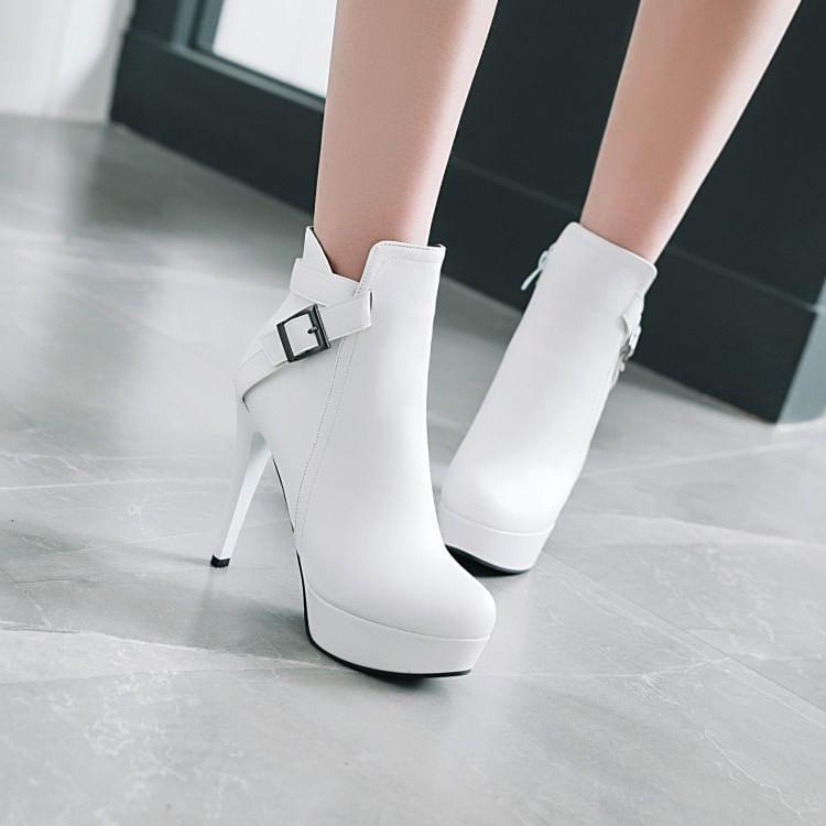 Platform Buckled Stiletto Short Boots Product Image