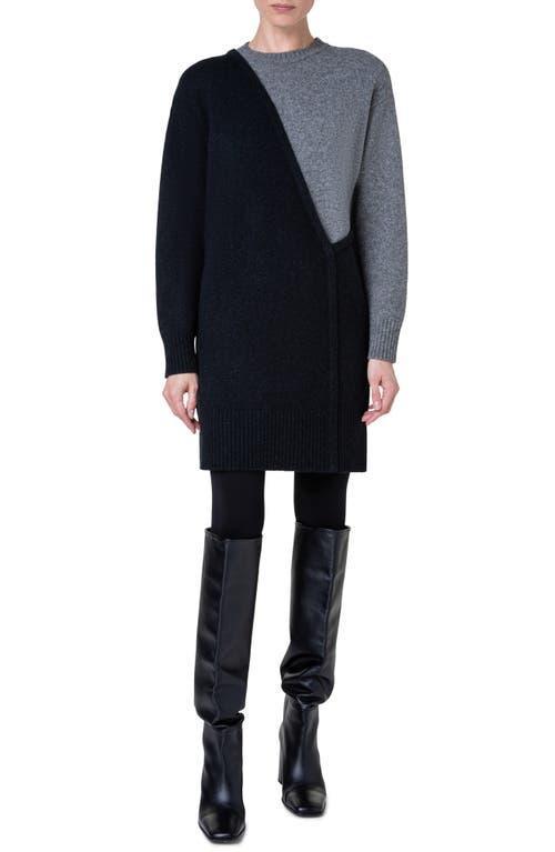 Akris punto Colorblock Long Sleeve Virgin Wool Blend Sweater Dress Product Image