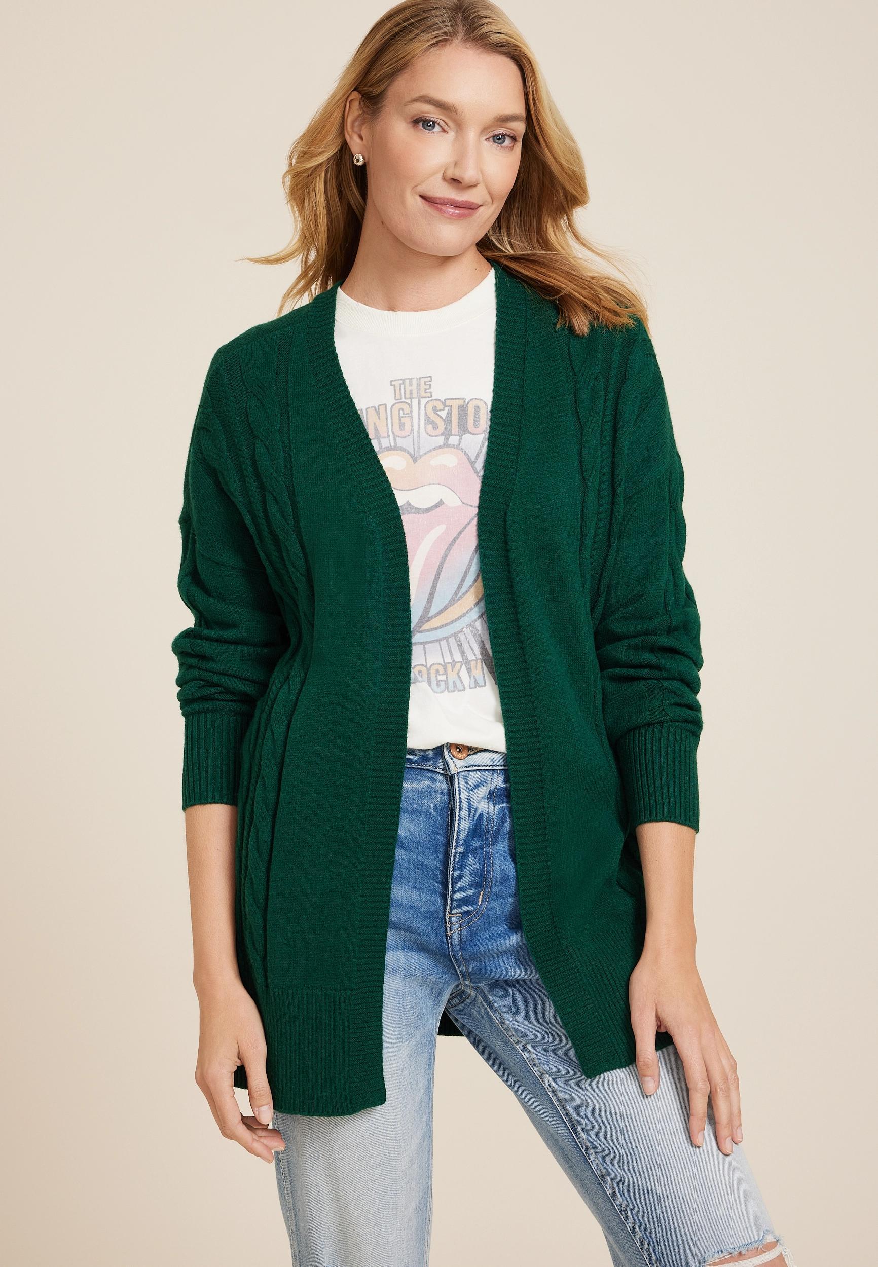 Cable Stitch Open Front Cardigan Product Image