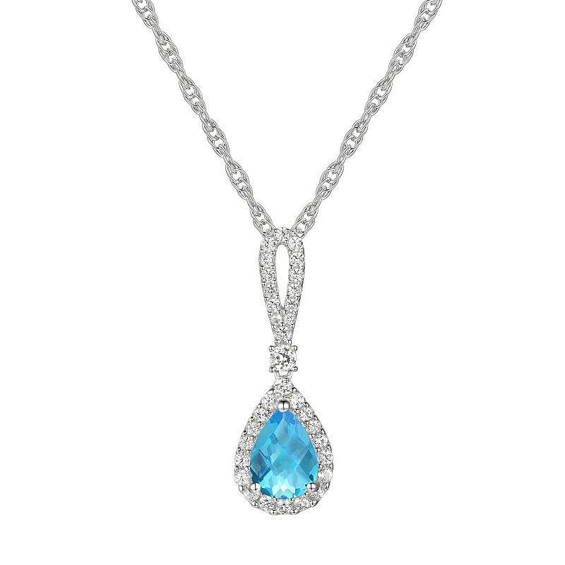 Sterling Silver Blue Topaz Pendant, Womens Product Image