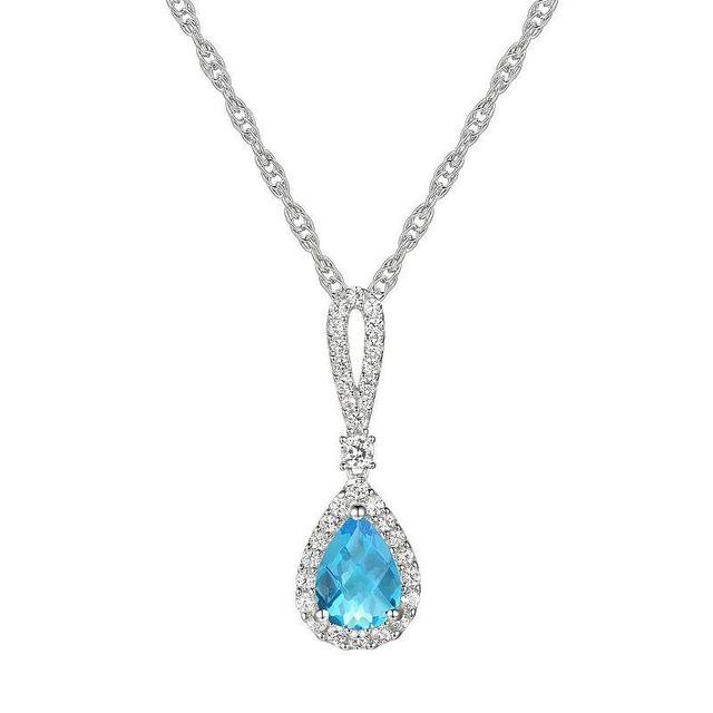 Sterling Silver Blue Topaz Pendant, Womens Product Image