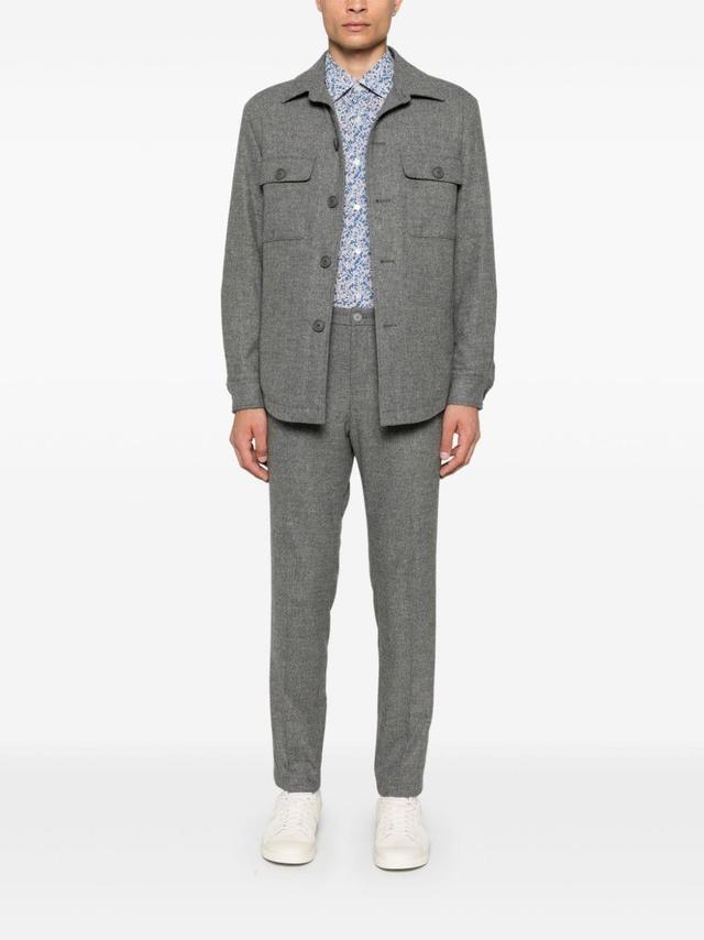 Brushed Flannel Shirt Jacket In Grey Product Image