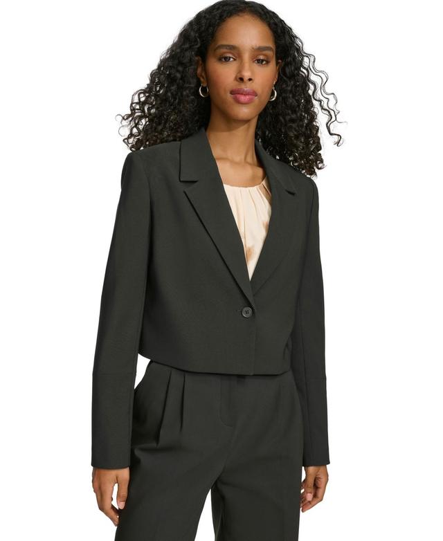 Calvin Klein Womens Cropped Single-Button Blazer Product Image