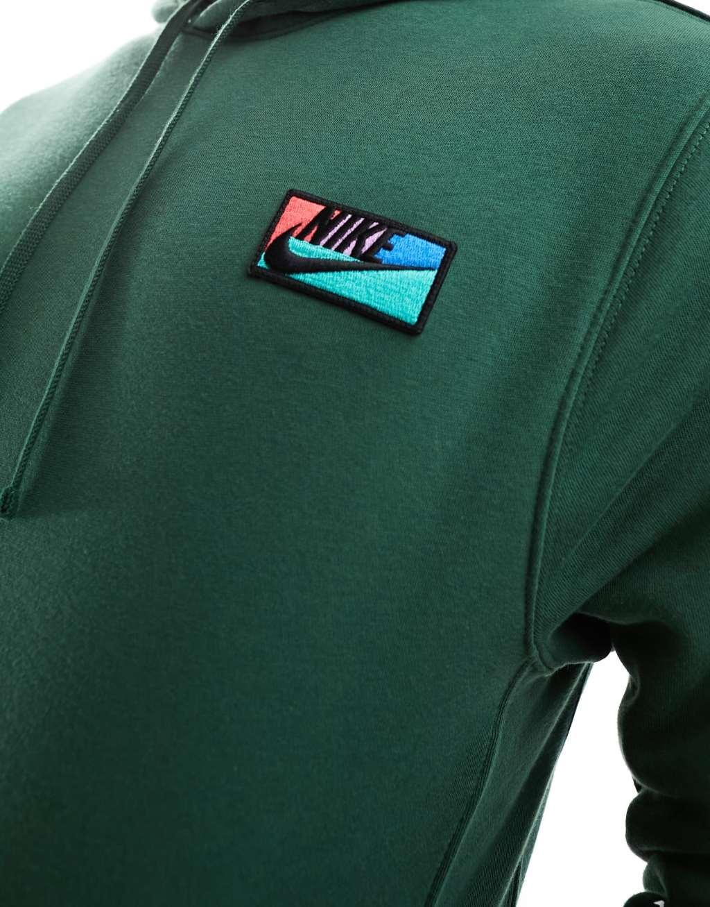 Nike Club logo hoodie in dark green Product Image