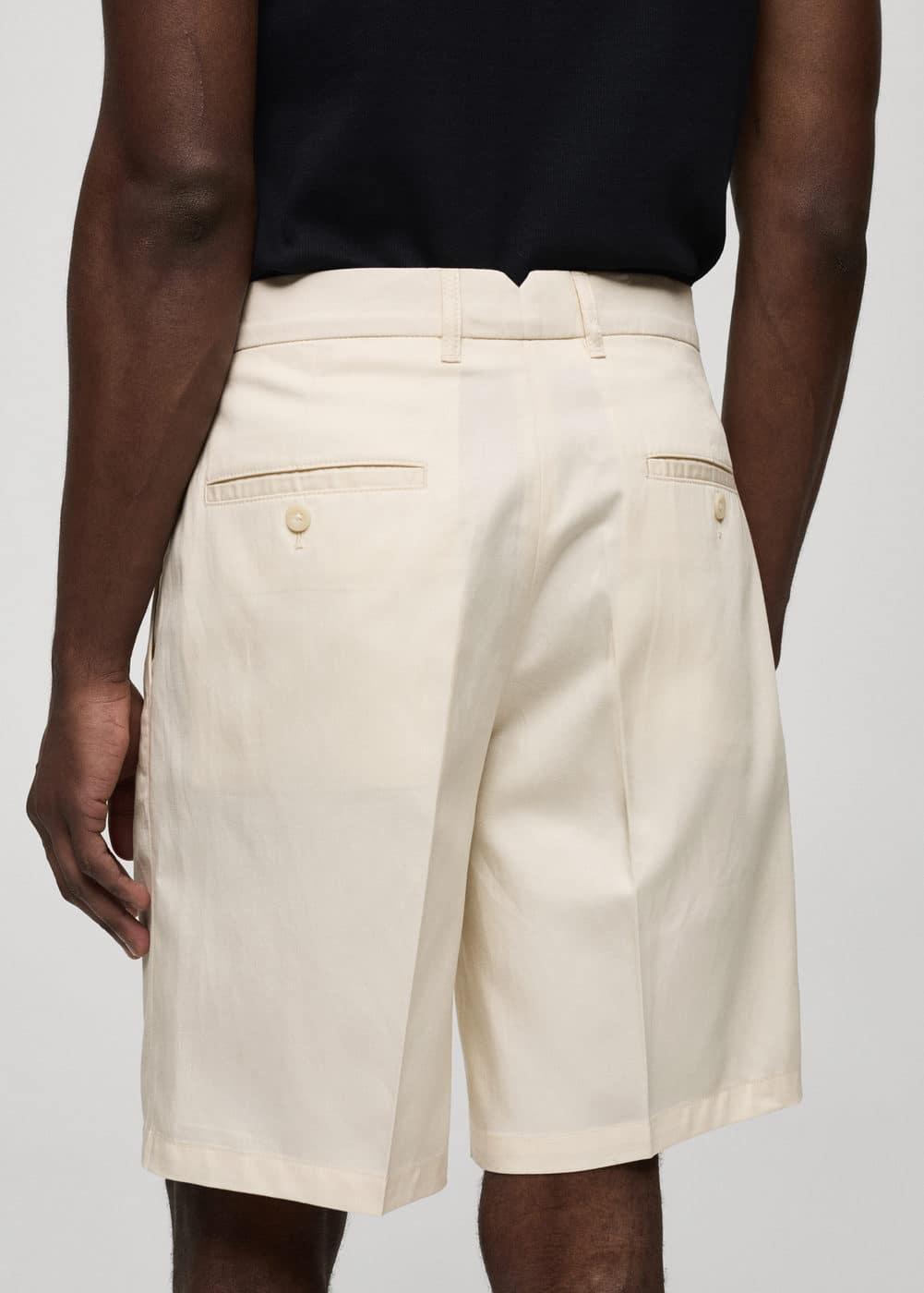 Mango Mens Linen-Blend Darts Detail Bermuda Shorts Product Image