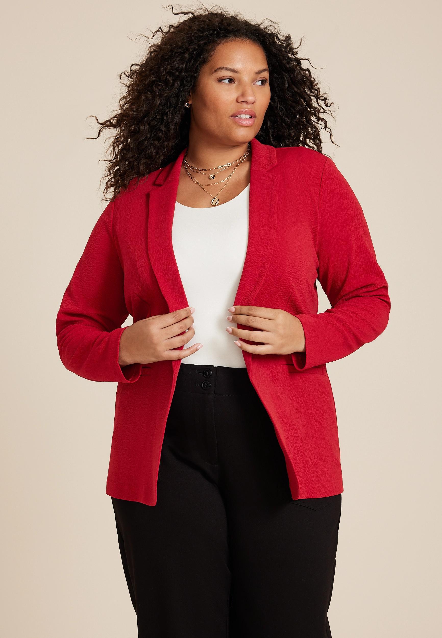 Maurices Plus Size Womens Blazer Versa Open Front Long Sleeve Purple Size 3X product image