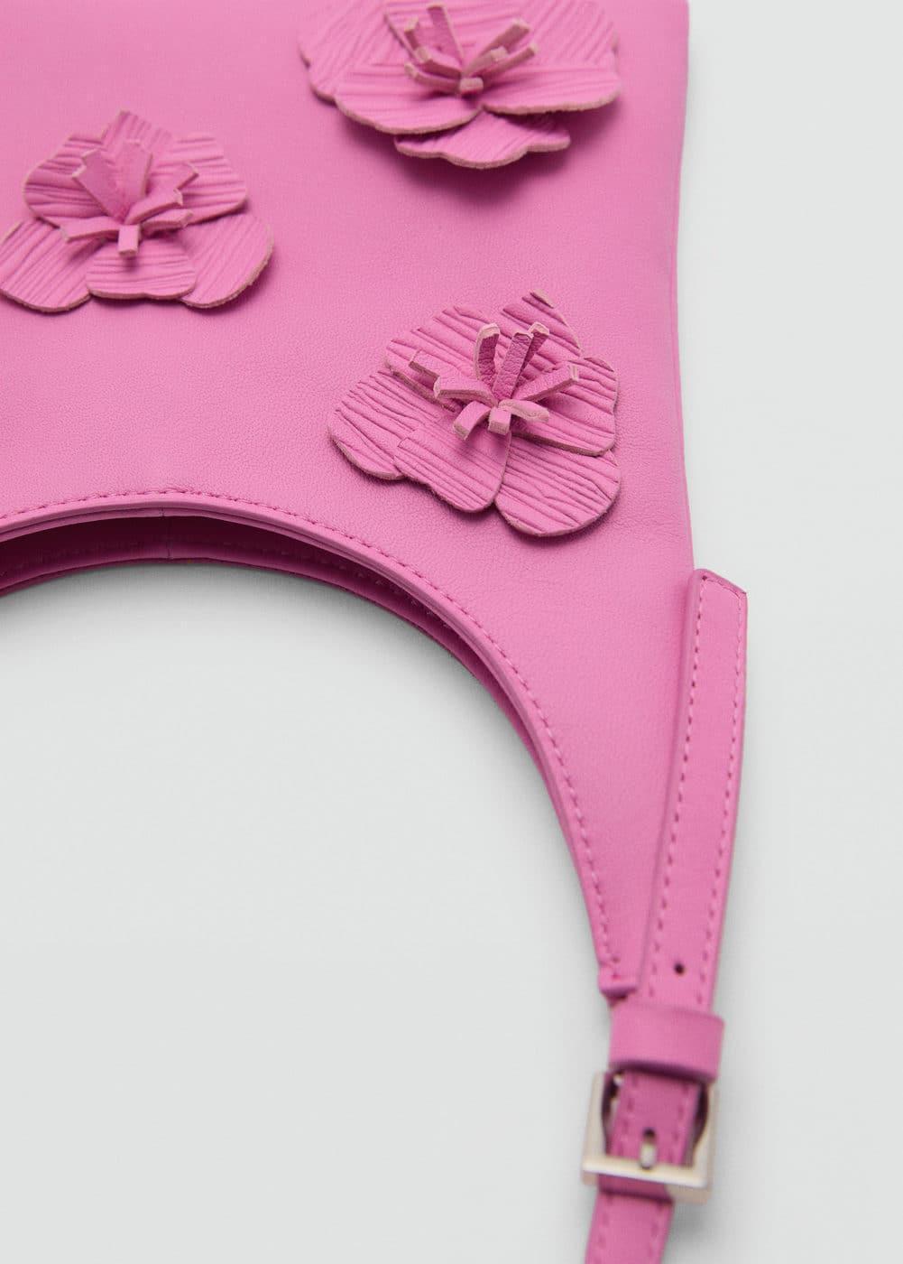 MANGO - Leather shoulder bag flowers - One size - Women Product Image