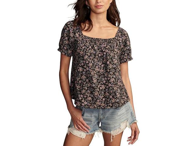 Lucky Brand Womens Cotton Printed Short-Sleeve Top Product Image