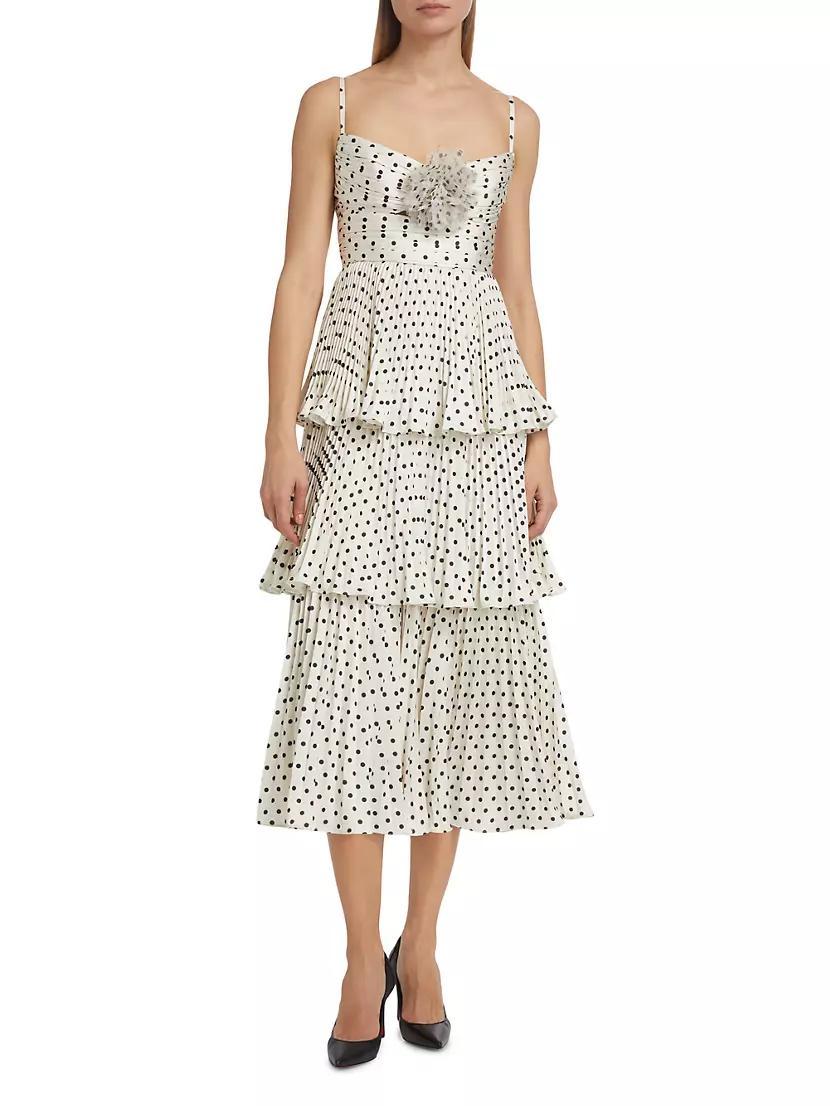 Polka Dot Tiered Midi-Dress Product Image