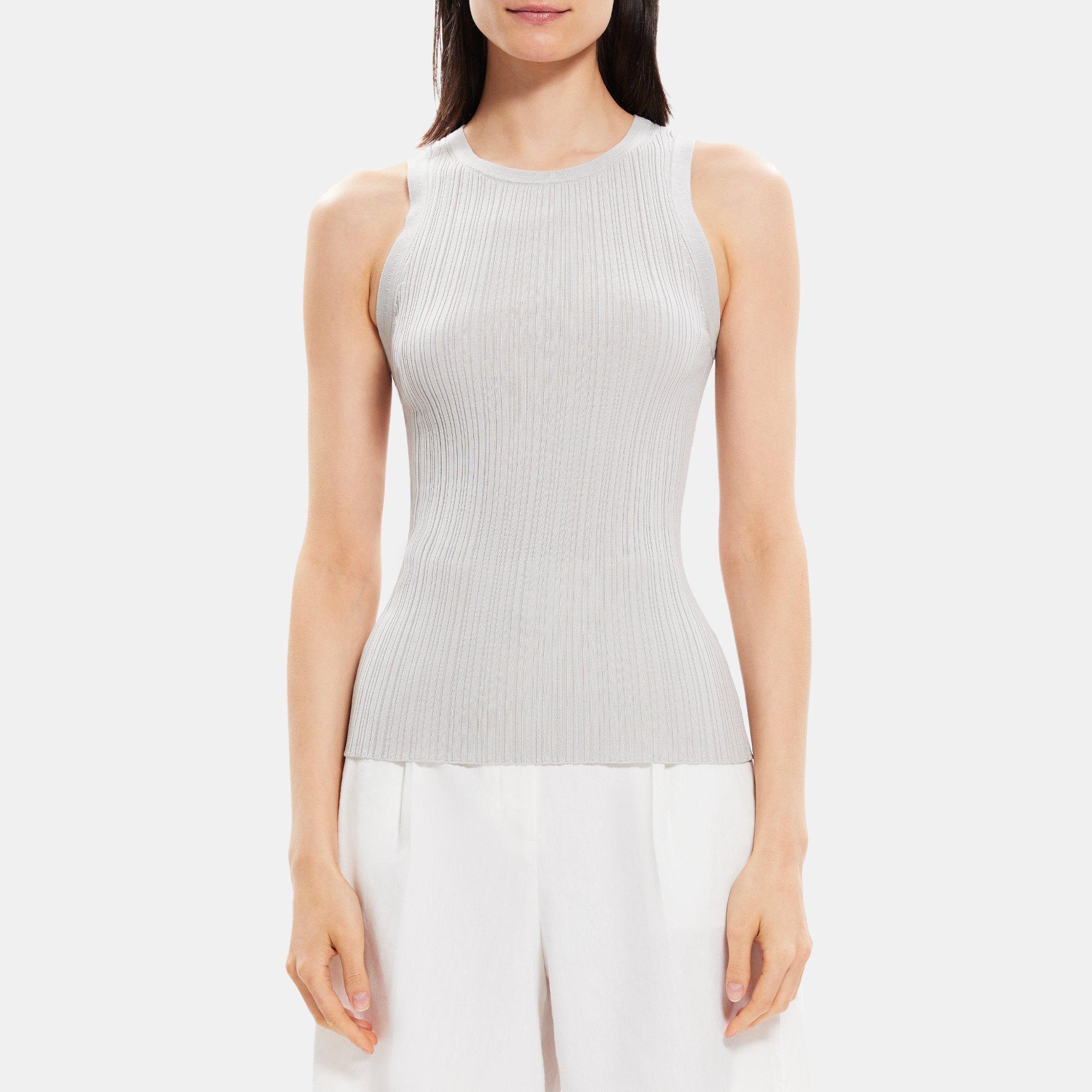 Cotton-Silk Ribbed Tank | Theory Outlet Product Image