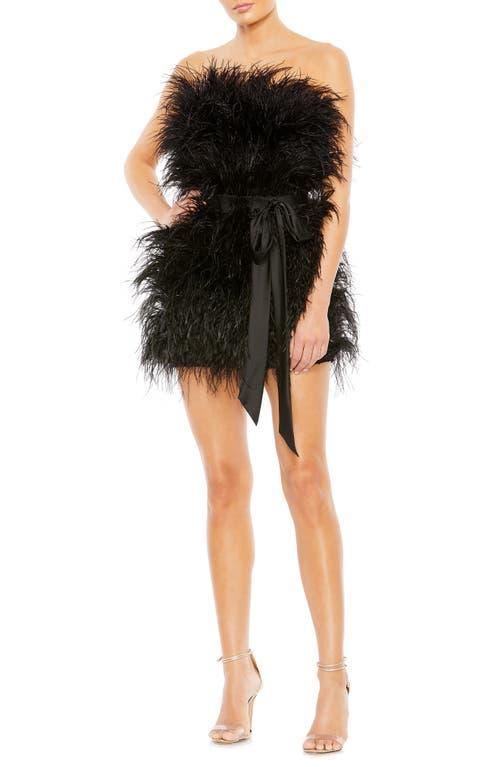 Womens Feather Strapless Mini Dress Product Image