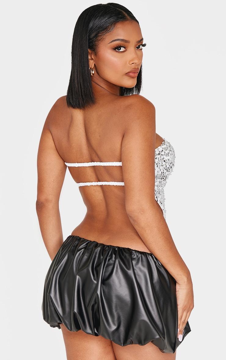 Shape Silver Sequin Bandeau Open Back Dip Hem Top Product Image