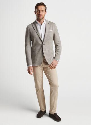 Peter Millar Mens Carova Jersey Houndstooth Soft Jacket | Color: Iced Chai | Size: 48 Product Image