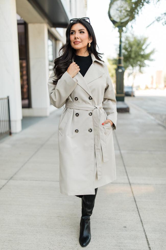 Over My Head Taupe Trench Coat Product Image